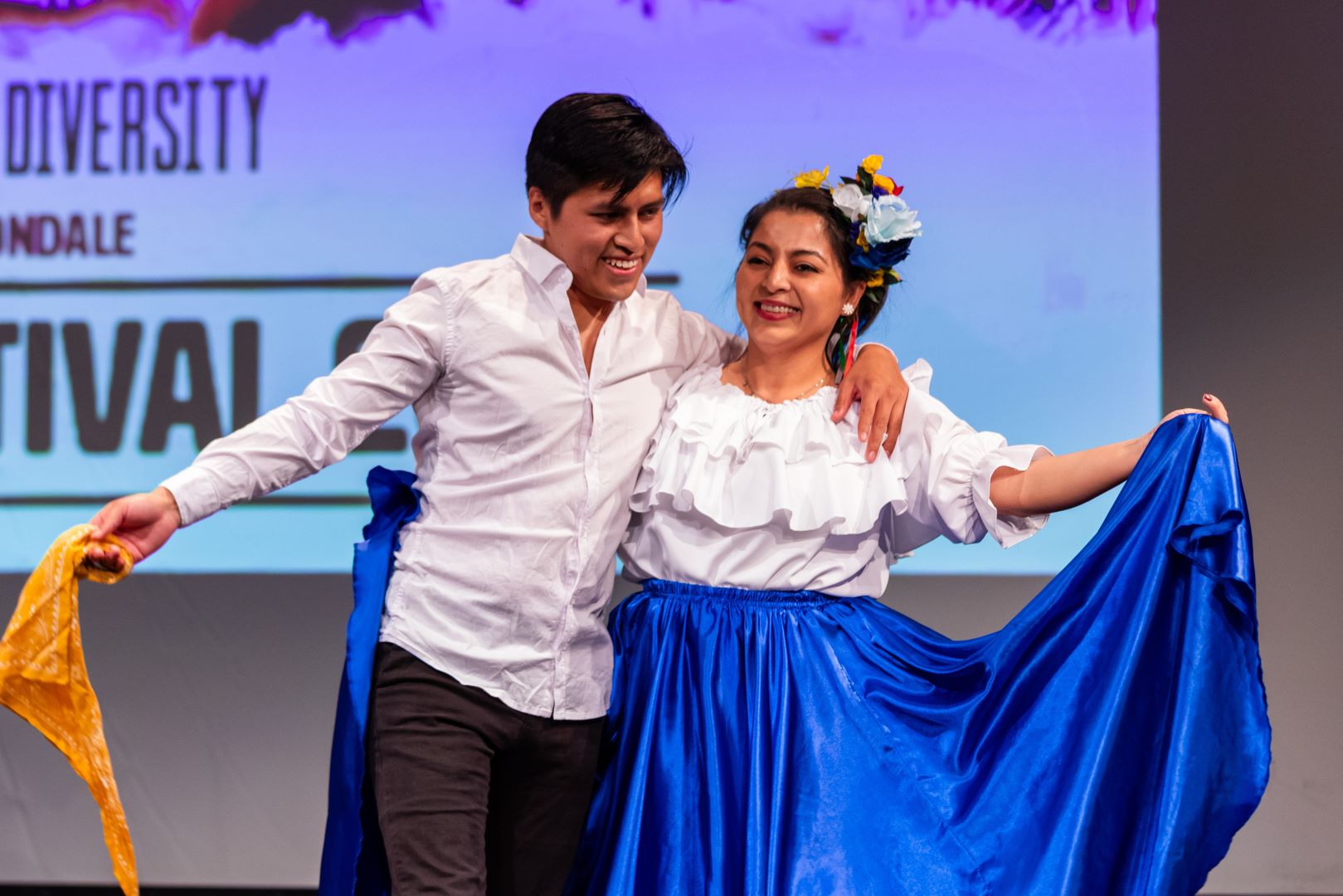 A couple performing a latin danceat the Cultural Show during SIU's International Festival. 