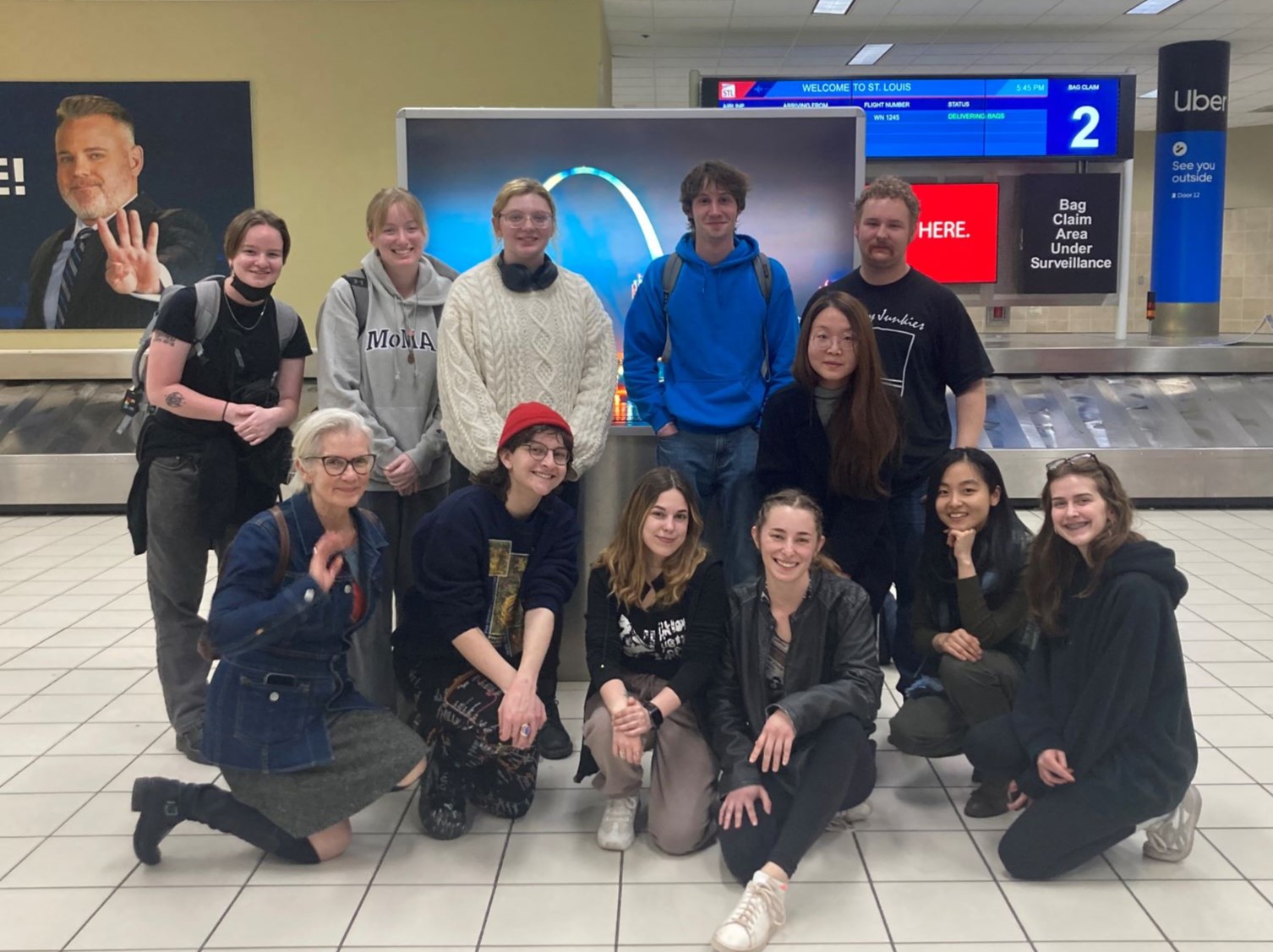 Students at the airport
