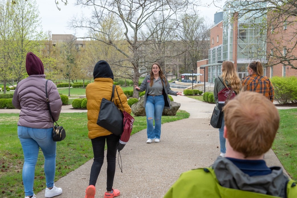 future Salukis on a campus tour. 