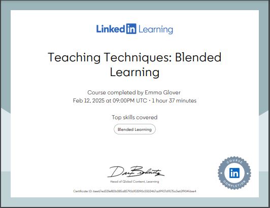 certificate for completing linkedin learning course
