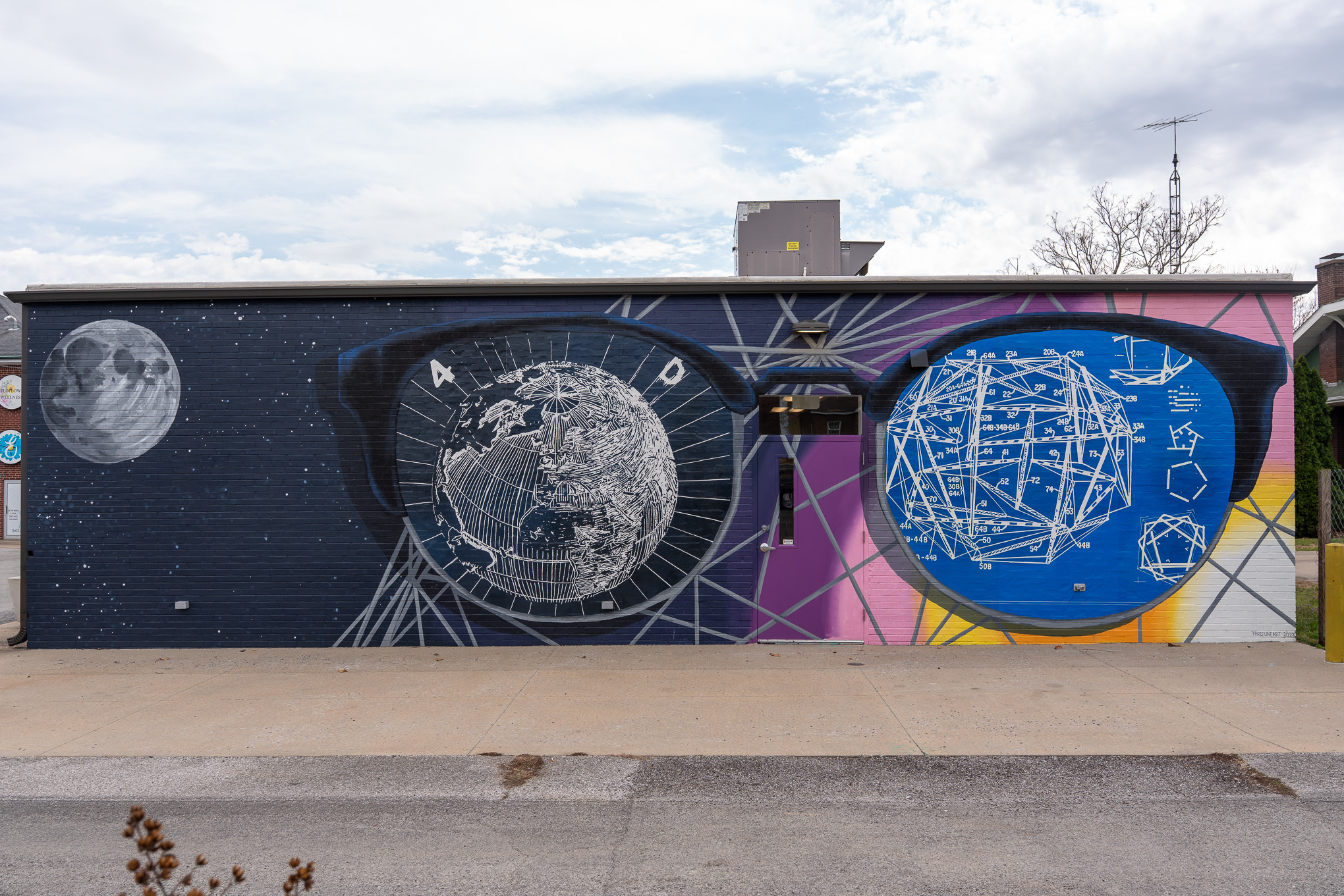 Mural of what was seen in Buckminster Fuller's eyes.