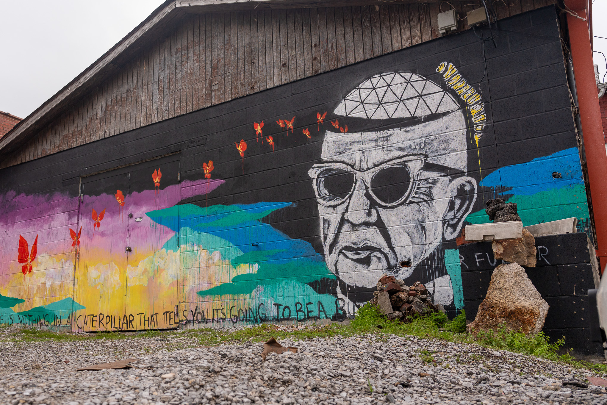 Mural of Buckminster Fuller.
