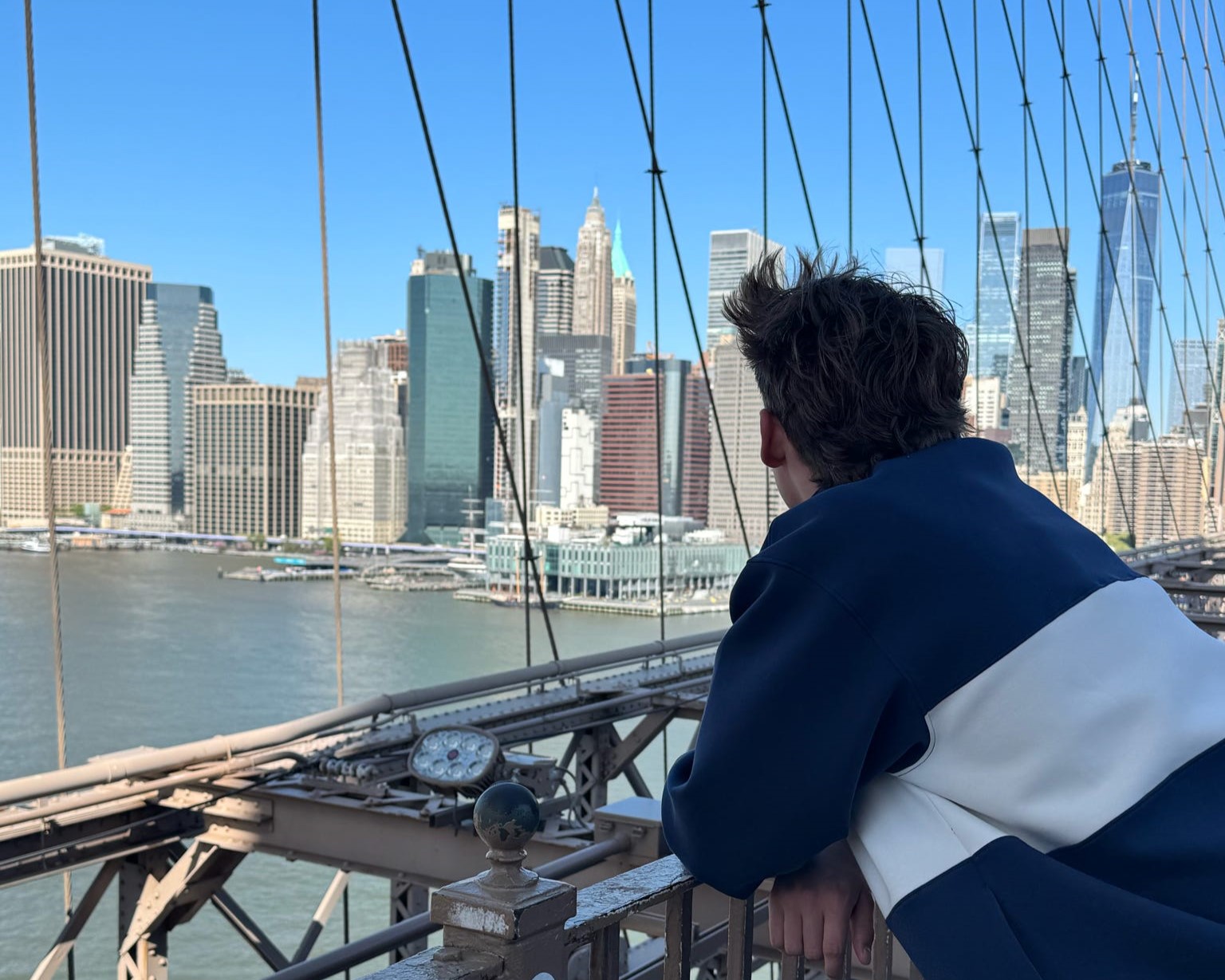 Tanner looking at the NYC skyline.