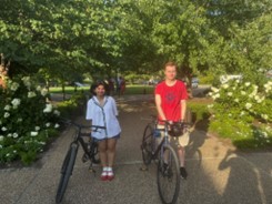 riding bicycles with friends

