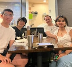 having dinner at a restaurant