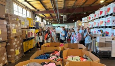 volunteering at a xlothing warehouse