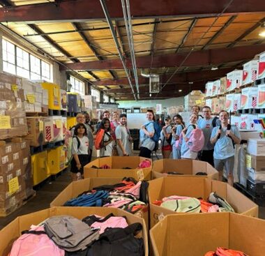 volunteering at a xlothing warehouse
