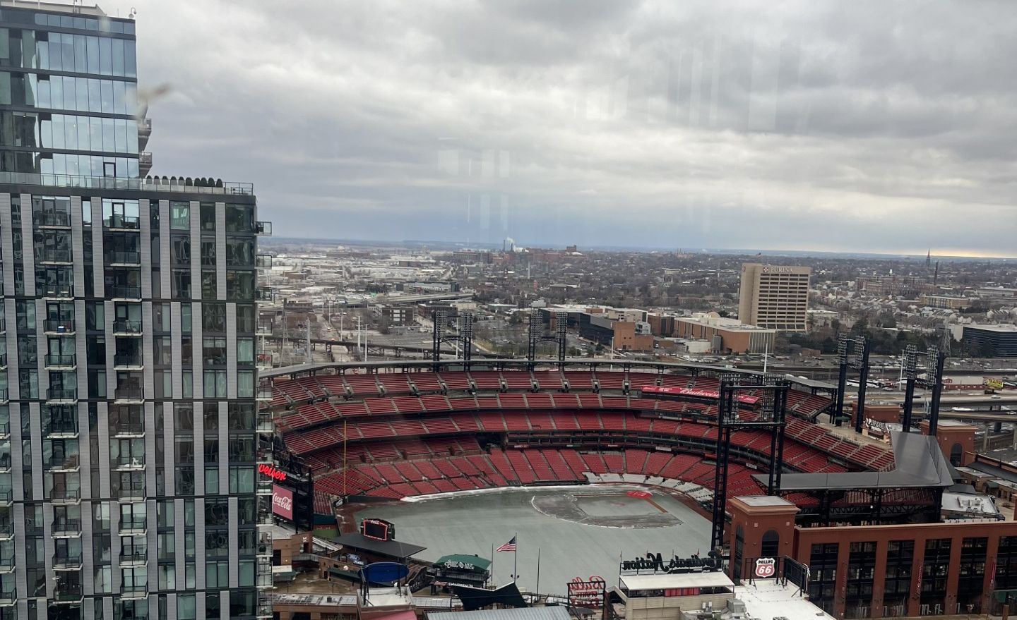 Our view of Busch Stadium where the Cardinals play from Rooftop 360
