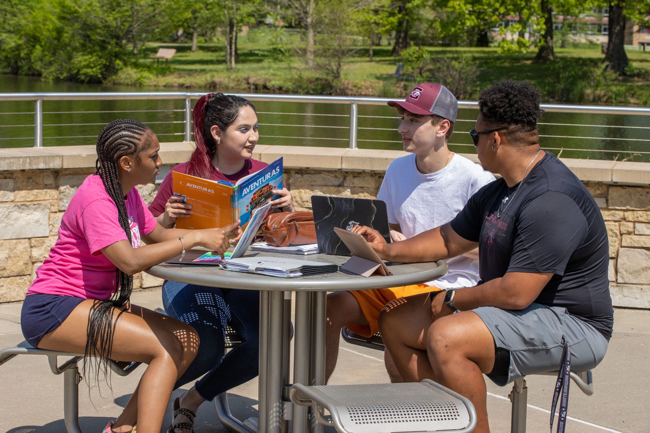 Students working together on campus