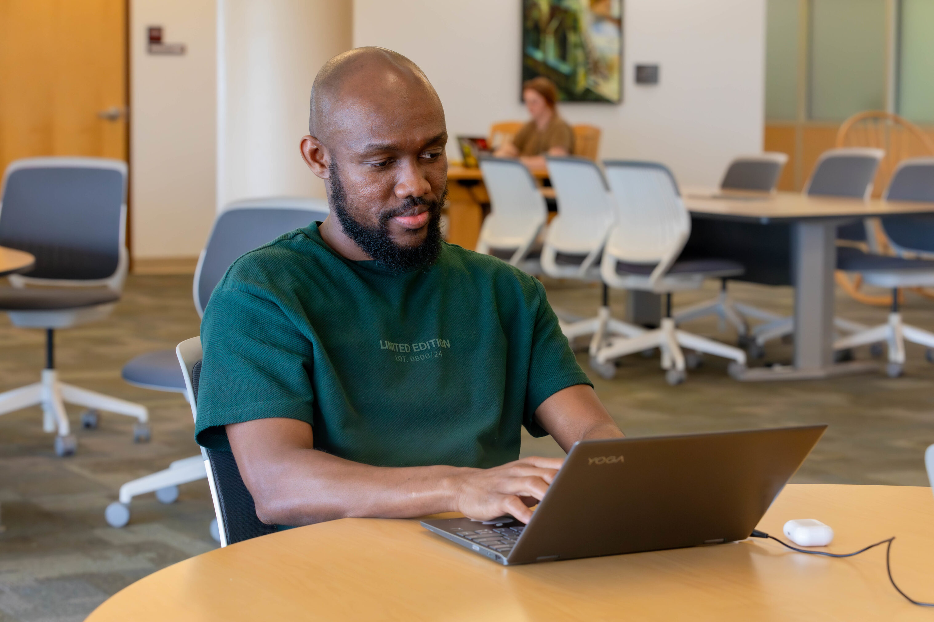 Student checking and responding to emails.