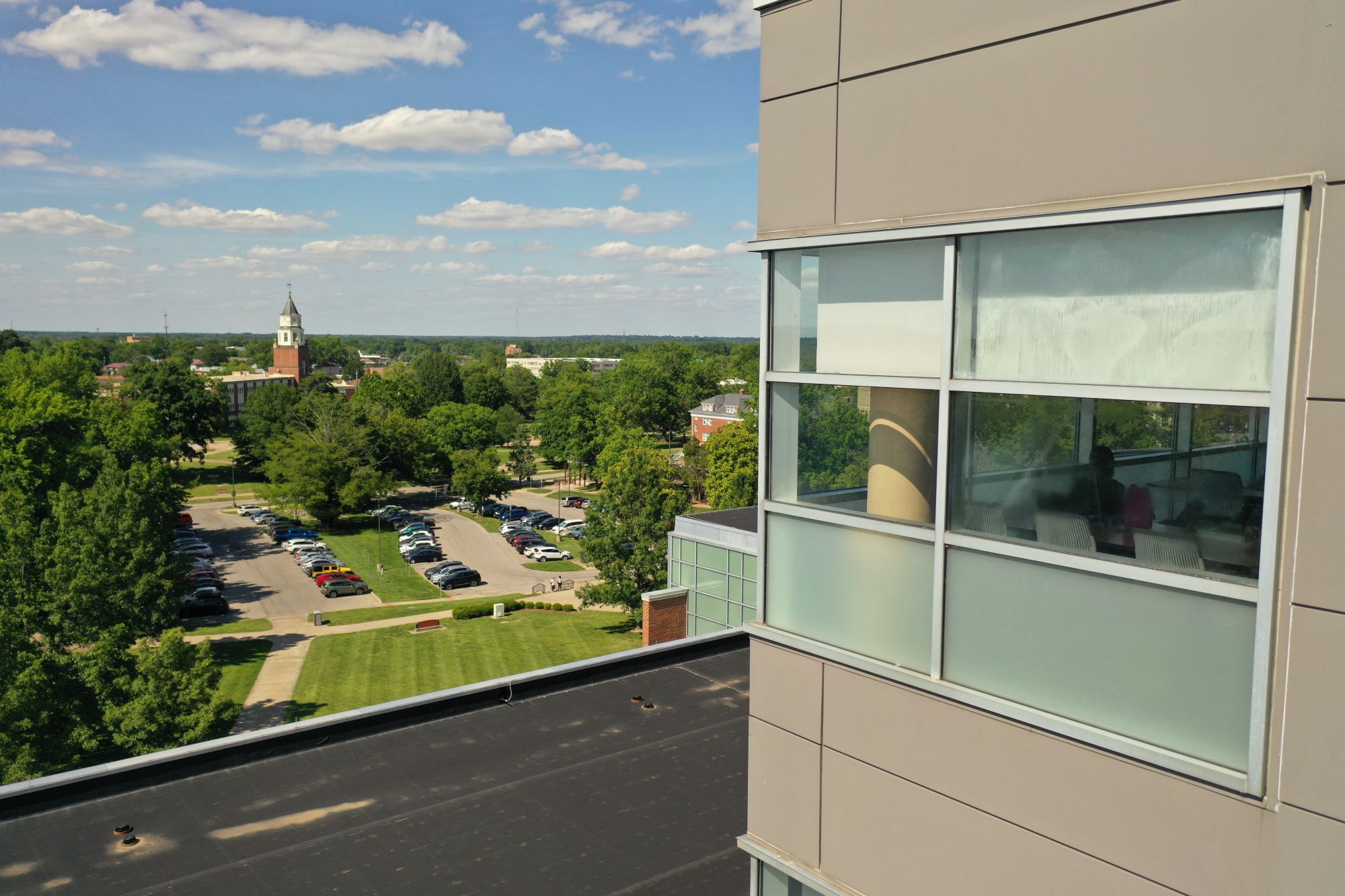 view from the 7th floor of Morris Library